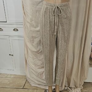 SHEIN Beige Ribbed Knit Pajama Pants